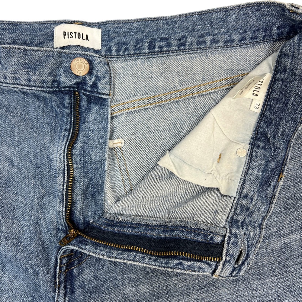 Pistola Loretta Wide Leg Ankle Jeans 33 Lapis High-Rise Crop Distressed Coastal - Picture 5 of 14